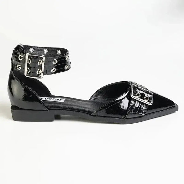 Madison Mallory Eyelet Ankle Tie Pump - Black