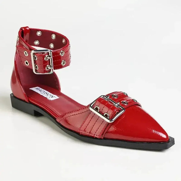 Madison Mallory Eyelet Ankle Tie Pump - Burgundy