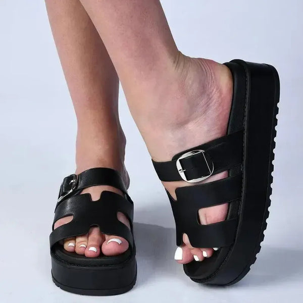 Madison Maple H-Bar Sandals - Black