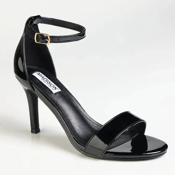 Madison Maren Heel Sandal - Black Patent