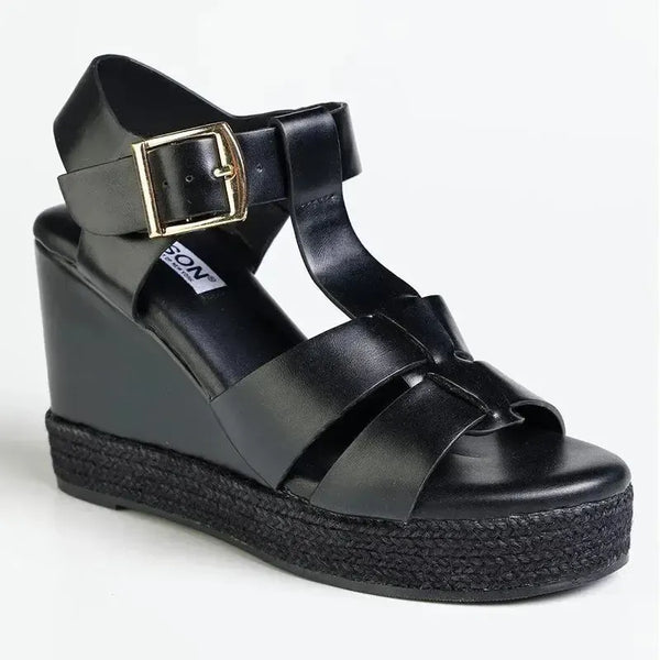 Madison Marina Espadrille Wedge Sandals - Black