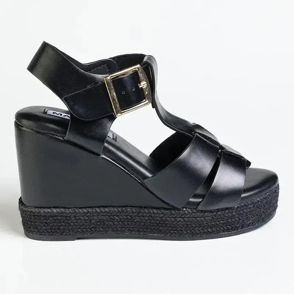 Madison Marina Espadrille Wedge Sandals - Black