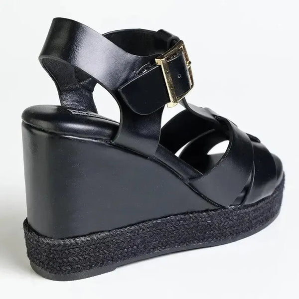Madison Marina Espadrille Wedge Sandals - Black