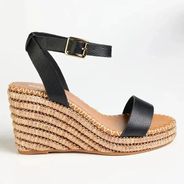 Madison Marion Espadrille Wedge Sandals - Black
