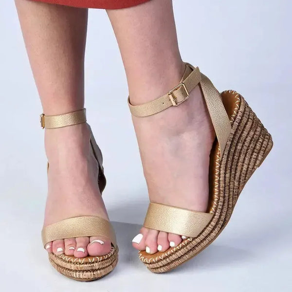 Madison Marion Espadrille Wedge Sandals - Gold