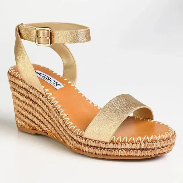 Madison Marion Espadrille Wedge Sandals - Gold