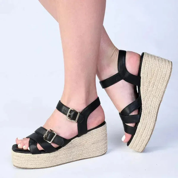 Madison Marissa Espadrille Wedge - Black