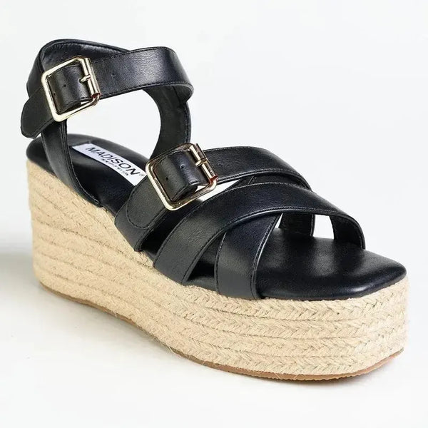 Madison Marissa Espadrille Wedge - Black