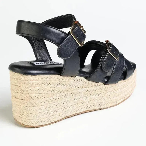 Madison Marissa Espadrille Wedge - Black
