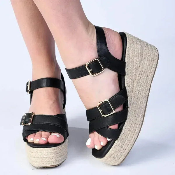 Madison Marissa Espadrille Wedge - Black