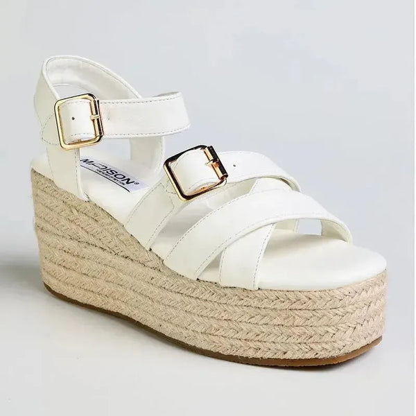Madison Marissa Espadrille Wedge - White