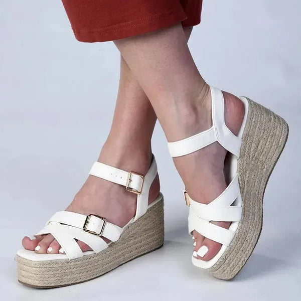 Madison Marissa Espadrille Wedge - White