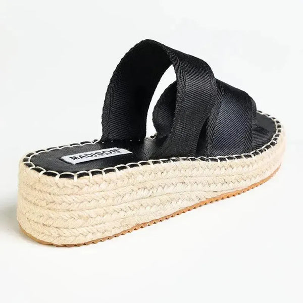 Madison Martha Espadrille Wedge - Black
