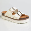 Madison Maude Double Buckle Footbed Sandal - White