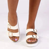 Madison Maude Double Buckle Footbed Sandal - White
