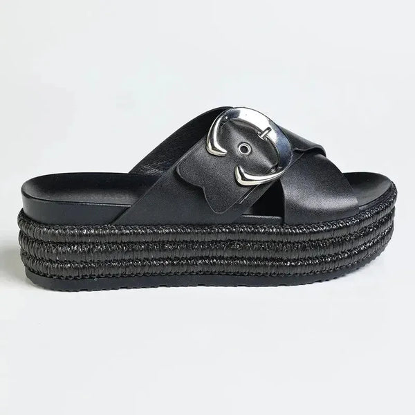 Madison Maven Cross Over Sandal - Black