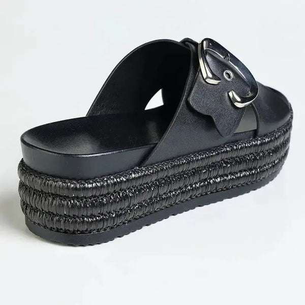 Madison Maven Cross Over Sandal - Black
