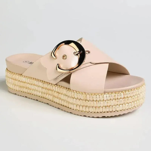 Madison Maven Cross Over Sandal - Nude