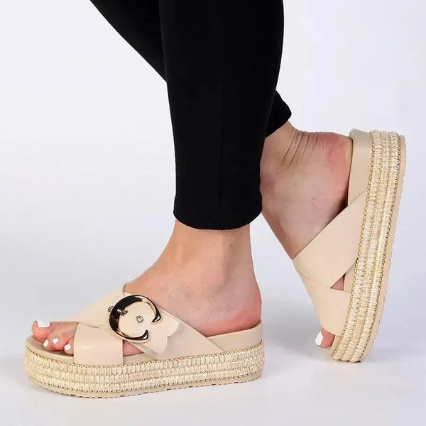 Madison Maven Cross Over Sandal - Nude