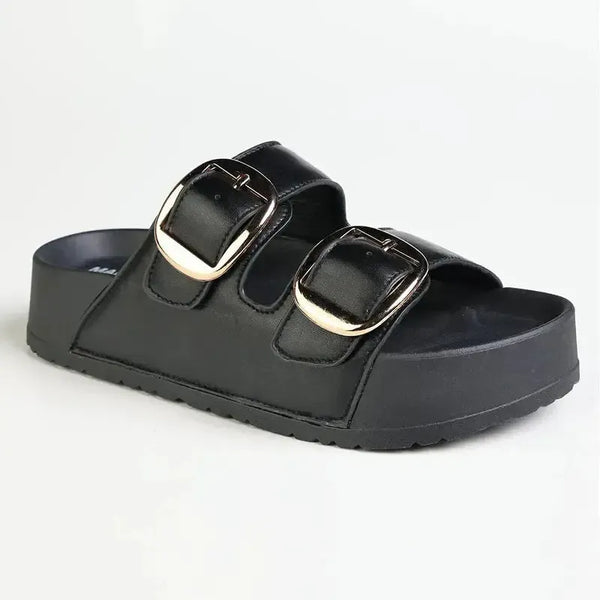 Madison Mckenna Double Buckle Footbed Sandal - Black