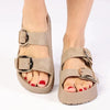 Madison Mckenna Double Buckle Footbed Sandal - Taupe