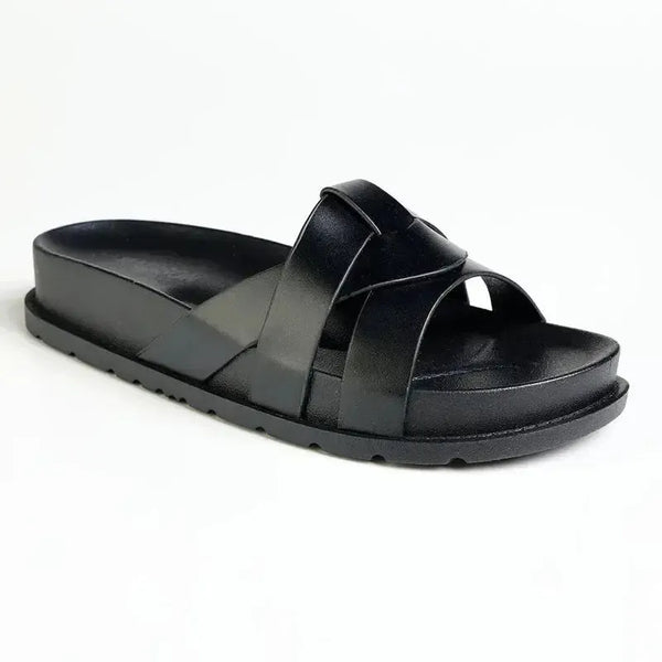 Madison Meadow Crossed Strap Sandal - Black