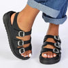 Madison Melandie Triple Buckle Sandals - Black