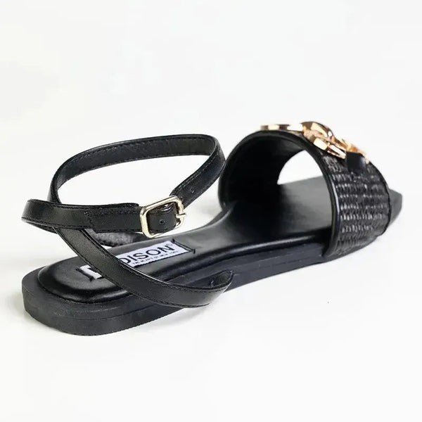 Madison Mercedes Weave Strap Sandal - Black