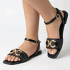 Madison Mercedes Weave Strap Sandal - Black