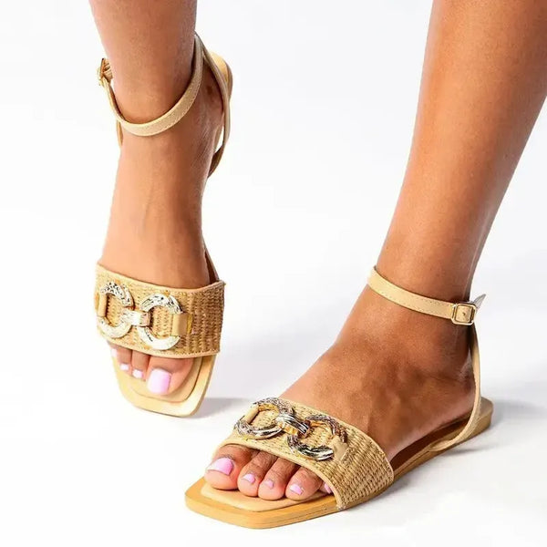 Madison Mercedes Weave Strap Sandal - Light Taupe