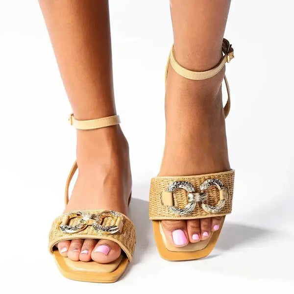 Madison Mercedes Weave Strap Sandal - Light Taupe