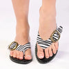 Madison Michelle Toe Thong Sandal - Black Zebra