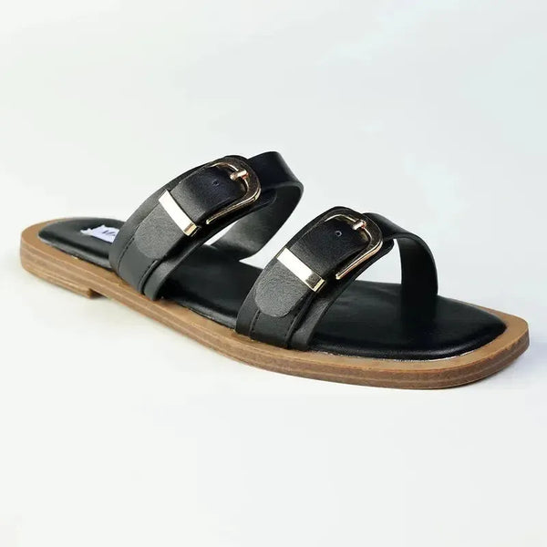 Madison Mikayla Flat Sandal - Black