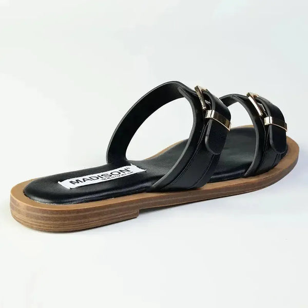 Madison Mikayla Flat Sandal - Black