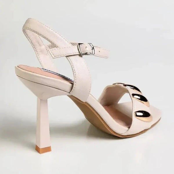 Madison Mila Oval Studded Sandal Heel - Off White