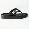Madison Mimi Button Platform Thong Sandal - Black
