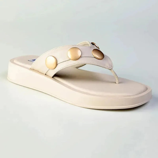 Madison Mimi Button Platform Thong Sandal - Off White