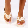 Madison Mimi Button Platform Thong Sandal - Off White