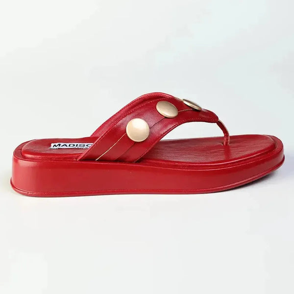 Madison Mimi Button Platform Thong Sandal - Red