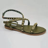 Madison Minnie Studded Strappy Flat Sandal - Olive