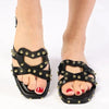 Madison Mirabelle Studded Push In Flat Sandal - Black