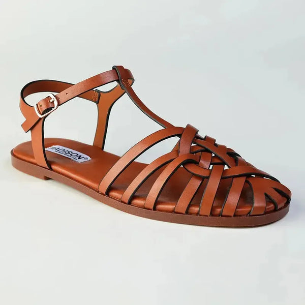 Madison Miriam Full Strappy Flat Sandal - Tan