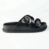Madison Misty Double Buckle Cross Over Footbed Sandal - Black