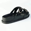 Madison Misty Double Buckle Cross Over Footbed Sandal - Black