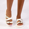 Madison Misty Double Buckle Cross Over Footbed Sandal - White