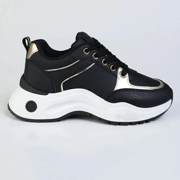 Madison Morgan Chunky Sole Sneaker - Black/Gold