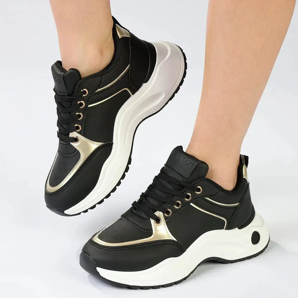 Madison Morgan Chunky Sole Sneaker - Black/Gold