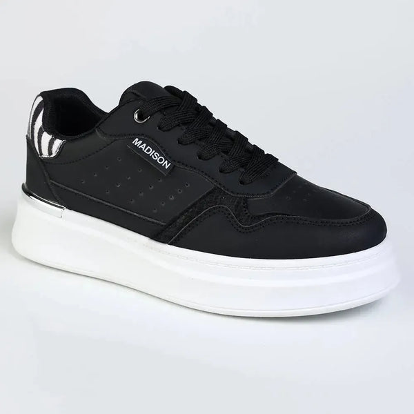 Madison Muriel Animal Print Lace Up Sneaker - Black/Zebra