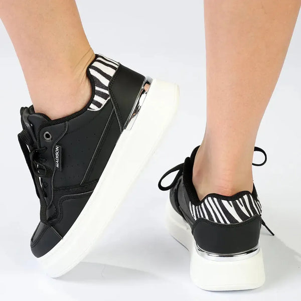 Madison Muriel Animal Print Lace Up Sneaker - Black/Zebra