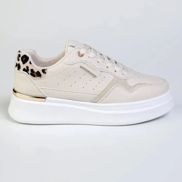 Madison Muriel Animal Print Lace Up Sneaker - Nude/Leopard